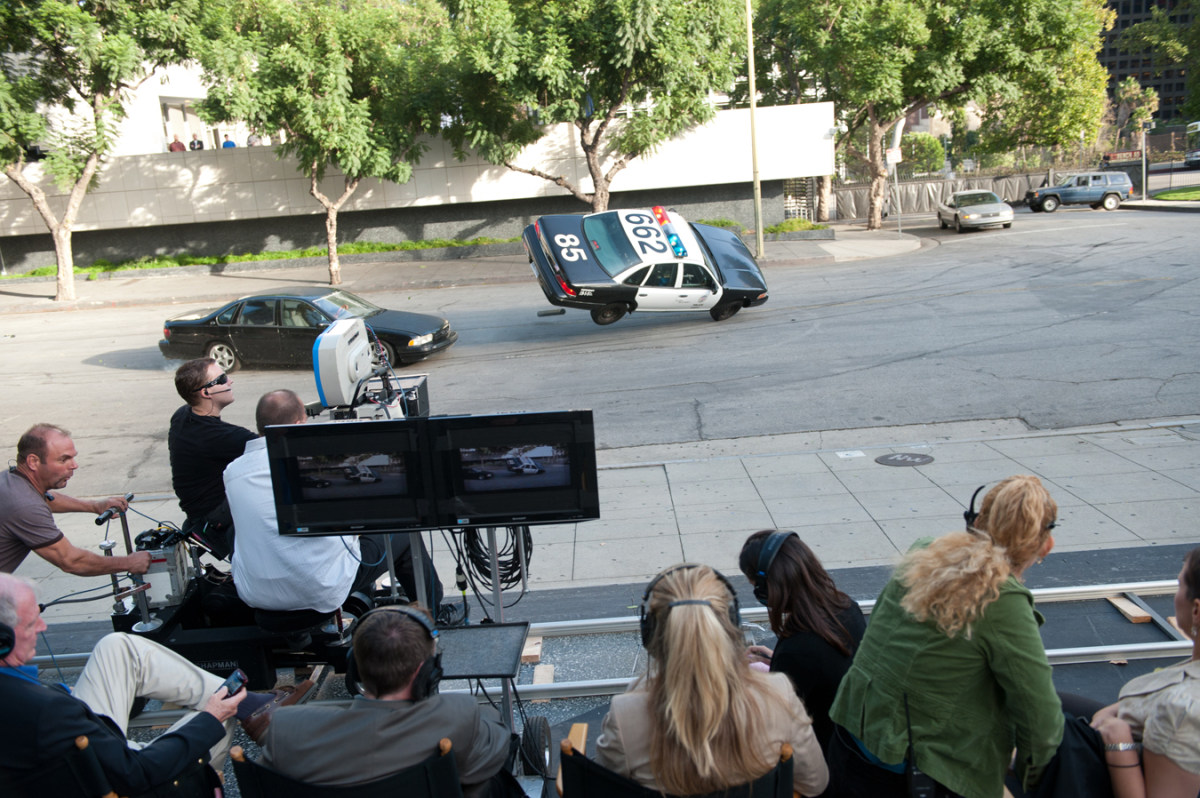 Behind-the-scenes production image from the set of Drive.